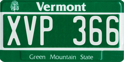 VT license plate XVP366