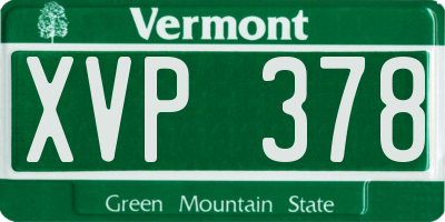 VT license plate XVP378
