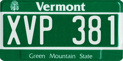 VT license plate XVP381