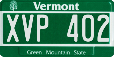 VT license plate XVP402
