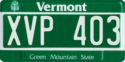 VT license plate XVP403