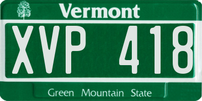 VT license plate XVP418