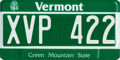 VT license plate XVP422
