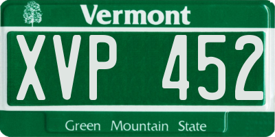 VT license plate XVP452