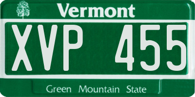 VT license plate XVP455