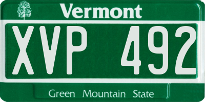 VT license plate XVP492
