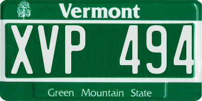 VT license plate XVP494