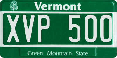 VT license plate XVP500