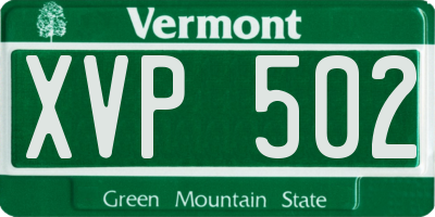 VT license plate XVP502
