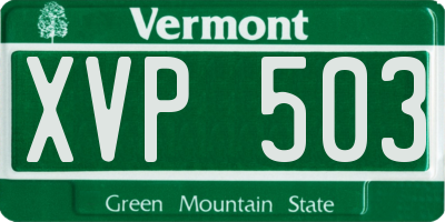VT license plate XVP503