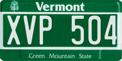VT license plate XVP504