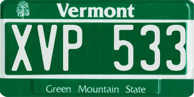 VT license plate XVP533