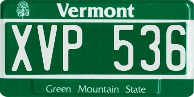 VT license plate XVP536