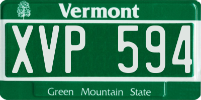 VT license plate XVP594