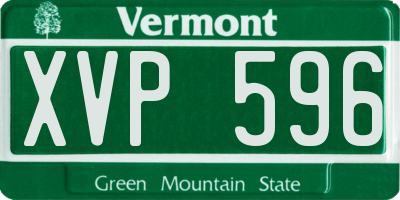 VT license plate XVP596