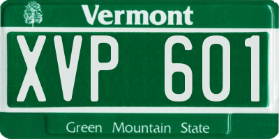 VT license plate XVP601