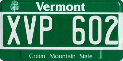 VT license plate XVP602