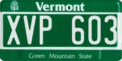 VT license plate XVP603