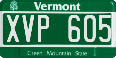 VT license plate XVP605