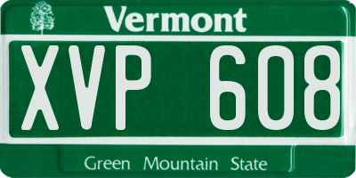 VT license plate XVP608