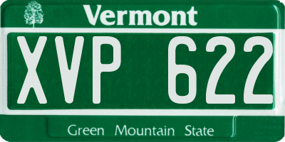 VT license plate XVP622