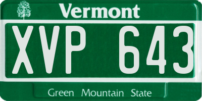 VT license plate XVP643