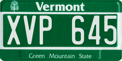 VT license plate XVP645
