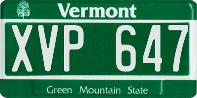 VT license plate XVP647