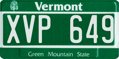 VT license plate XVP649