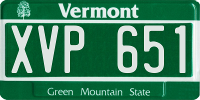 VT license plate XVP651