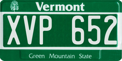 VT license plate XVP652