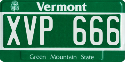 VT license plate XVP666
