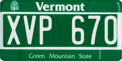 VT license plate XVP670