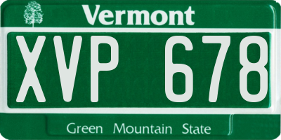 VT license plate XVP678