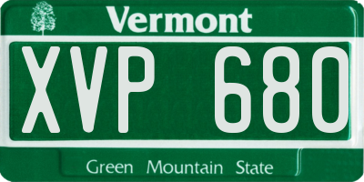 VT license plate XVP680