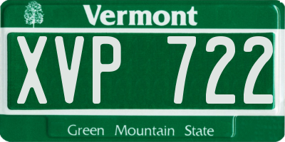 VT license plate XVP722
