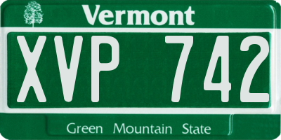 VT license plate XVP742