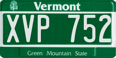 VT license plate XVP752