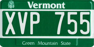 VT license plate XVP755