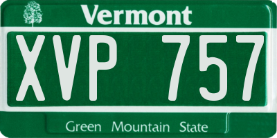 VT license plate XVP757