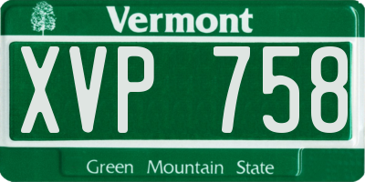 VT license plate XVP758