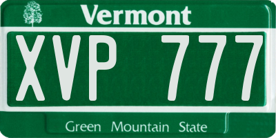 VT license plate XVP777