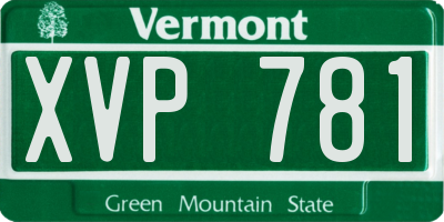 VT license plate XVP781