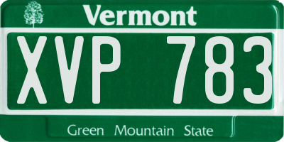 VT license plate XVP783