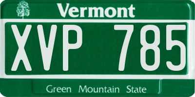 VT license plate XVP785