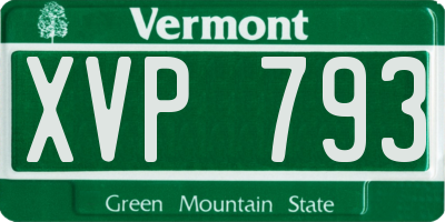 VT license plate XVP793