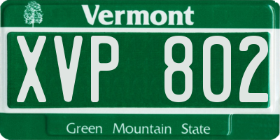 VT license plate XVP802