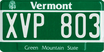 VT license plate XVP803
