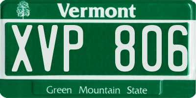 VT license plate XVP806