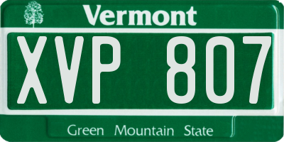 VT license plate XVP807